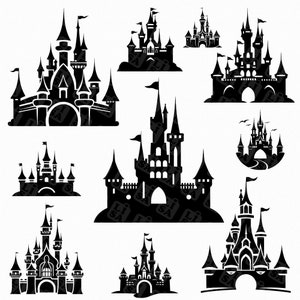 Castle svg dxf png vector - castle clipart - princess castle - vacation svg - silhouette files - birthday decoration