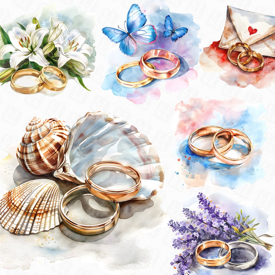 14 Watercolor Wedding Rings Clipart - Wedding Rings Png, Wedding ...