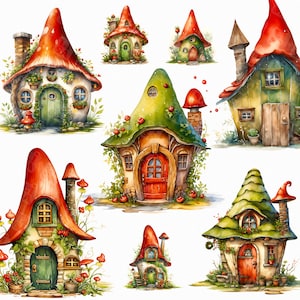 Casa degli gnomi dell'acquerello png - clipart degli gnomi, casa dei funghi, casa del giardino delle fate