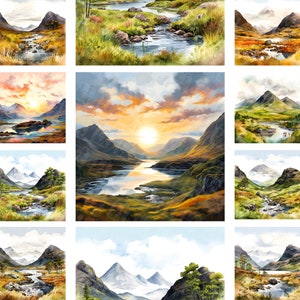 Schottisches Highland Papier - digitaler Hintergrund, Schottland Natur Landschaft zum ausdrucken, Schottland Bilder 10"x10"