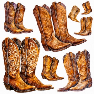 Aquarell Cowboy Stiefel png - Cowgirl Clipart, Western png, Country png, braune Stiefel