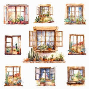 Akwarela zachodnie okno png - zachodnie clipart - okno pustyni - pobieranie cyfrowe - scrapbooking, zaproszenia, sublimacja, tworzenie kartek