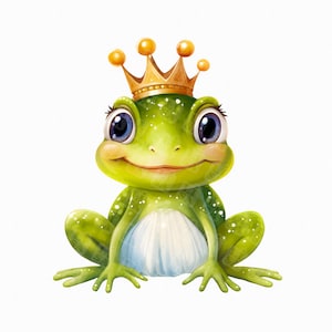 Aquarell Frosch Prinzessin png - niedlicher Frosch png, Tier Prinzessin, Krone png, Frosch Clip Art, Frosch printable