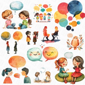 75 Turn and Talk clipart, spreker en luisteraar clipart, pratende clipart, klasmanagement, terug naar school png, digitale download