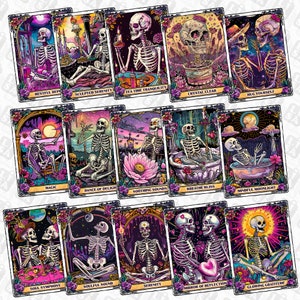 17 Funny Self Care Tarot Card PNG, Mental Health Skeleton Sublimation Design, Adult Humor Witchy Gothic T-Shirt PNG, Digital Download
