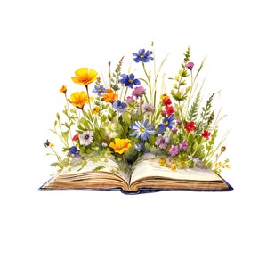 Aquarel bloemenboek - boek met bloemen bundel clipart-afbeeldingen in jpg-formaat voor commercieel gebruik