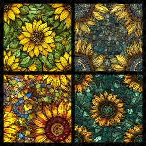 Papier numérique de tournesol vitrail - fond de tournesol sans soudure à usage commercial