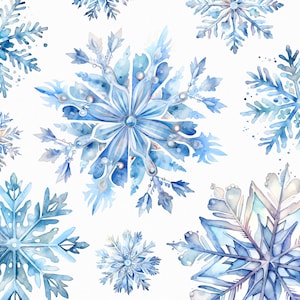 81 Watercolor snowflake png - winter clipart with transparent background for commercial use