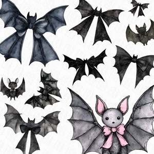 24 Kokarda nietoperza png, kokarda Halloween png, kokarda kokietka gotycki png, upiorny png, wzory horroru - Wzory Halloween z przezroczystym tłem