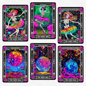 7 sarcastische dans moeder grappige Tarot kaart PNG, dans skelet moeder sublimatie ontwerp, Witchy Vibes schedel T-shirt mok PNG, digitale download