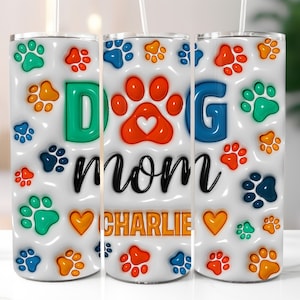 3D Hund Mama Tumbler Wrap, personalisierter Hund Mama Tumbler Wrap Haustiername, 3D Hund Mama Tumbler Wrap Png, digitaler Download