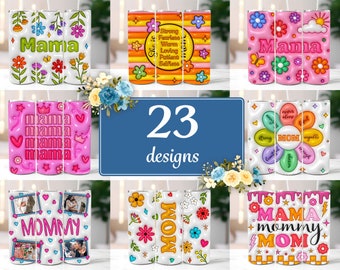 Mom Tumbler Wrap Bundle 20oz Skinny Straight Mother's Day Tumbler Sublimation Mama Design Digital Download Mom Life PNG Puffy Tumbler Wrap