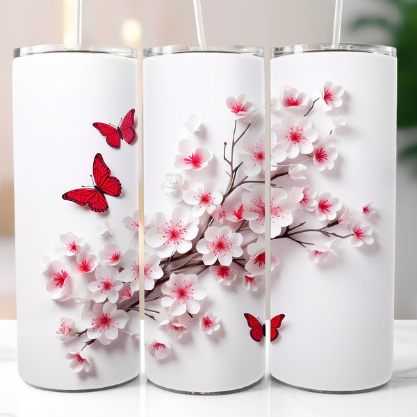Cute 3D Flower Tumbler Wrap, Floral Sublimation Design for Girly and Cute Tumblers, Floral Tumbler PNG