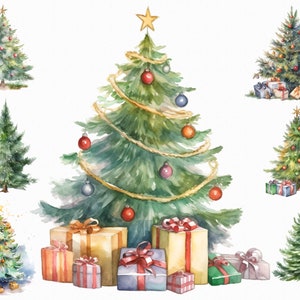 27 Watercolor Christmas tree png craft making clipart - Christmas images with transparent background for commercial use