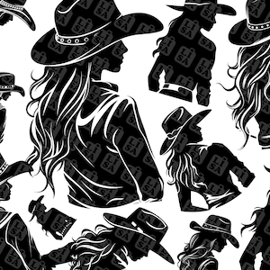 20 Western cowgirl svg bundle vector - country cowgirl silhouette for commercial use