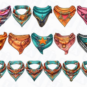 16 Western Bandana Png. Western Clipart Sublimation Png. Sofort Download Scrapbooking. Digitaler Download.