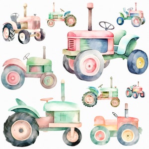 Aquarell Kinderzimmer niedliche Traktor png - pastell Traktor Clipart, Bauernhof Traktor png, Bauernhof png, Baby-Dusche png