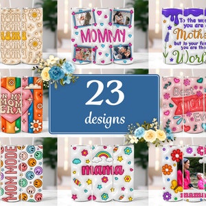 3D Retro Mama Valentine Aufgeblasenes Tumbler Wrap Bundle, 3D Puffy Tumbler Wrap, Bubble Tumbler, fügen Sie Ihr eigenes Foto hinzu, Skinny Tumble Wrap