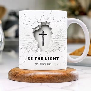 Be The Light Bible Verse Mug Wrap 11oz & 15oz Mug, Religious 3d Mug Sublimation Design Mug Wrap Template PNG, Faith Mug Wrap