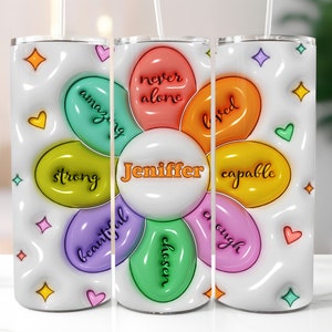 3D Aufgeblasene Affirmationen Becher Wrap, benutzerdefinierter Name Becher Png, Positives Becher Design, Becher Sublimation Design