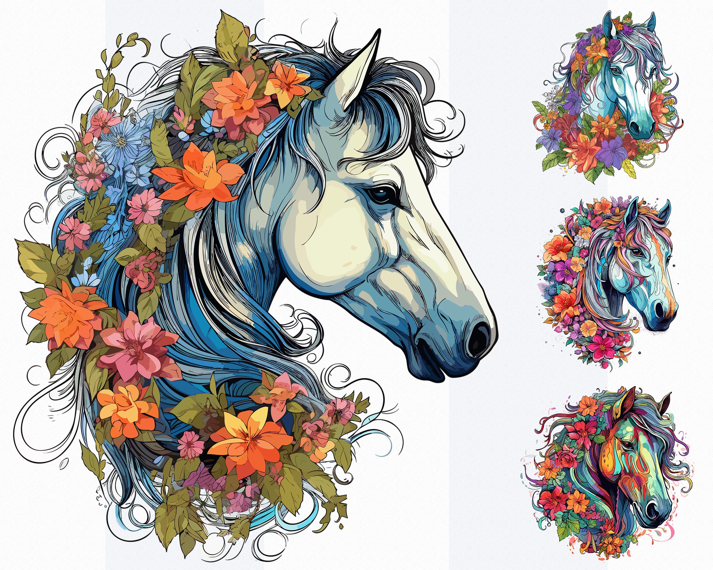 Colorful Horse Art Etsy