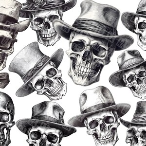 12 clipart crâne vintage - antique belle tête de mort chapeau bundle clipart graphiques au format png à usage commercial