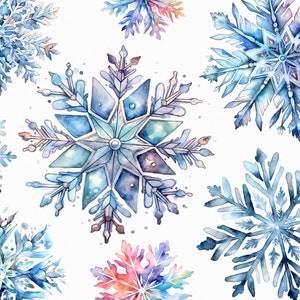 35 Watercolor snowflake images - snowflake clipart graphics in jpg format for commercial use