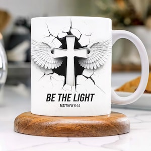 Be The Light Bible Verse Mug Wrap 11oz & 15oz Mug, Bible Verse Christian 3d Mug Sublimation Design Mug Wrap Template PNG, Faith Mug Wrap
