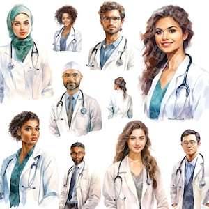 Disegni png medico acquerello - png medico, clipart medico, donna, uomo