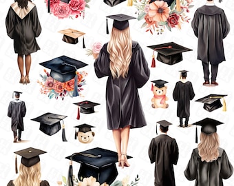 Watercolor graduation png, graduation cap, graduation clipart, graduation hat - graduation designs with transparent background