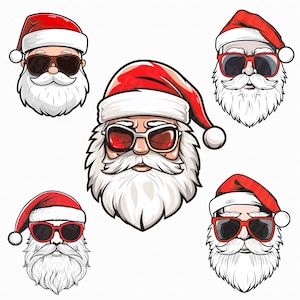 Óculos de sol legais do Papai Noel png - Papai Noel png - Papai Noel clipart - download digital - design de sublimação, criação de cartões, clip art