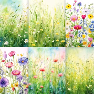 Wild flowers journal paper - flowers background, wild flower digital, flower printables, junk journal pages printable