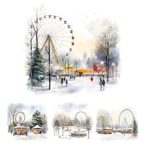 13 aquarel hyde park winter wonderland clipart jpg - winter wonderland afdrukbare afbeeldingen - uitnodiging, plakboek clipart, kaart maken