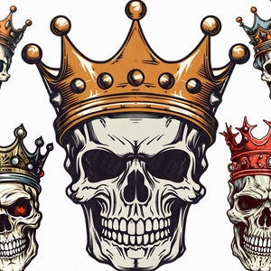 10 Crown skull png - paquete de imágenes prediseñadas de king skull con fondo transparente para uso comercial