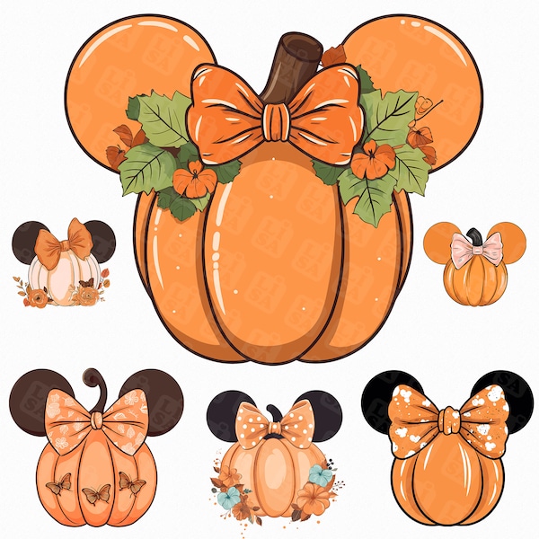 14 Cute pumpkin ears png clipart - halloween pumpkin clipart - digital download - scrapbook images, planner, sublimation design