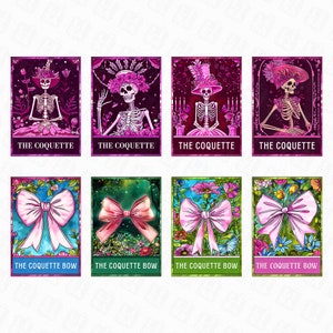 Funny Coquette Tarot Card PNG, Coquette Skeleton Sublimation Design, Cute Witchy Gothic T-Shirt PNG, Digital Download, Coquette Bow Png