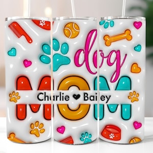 3d Dog Mom Tumbler Wrap, Personnalisable 3D Dog Mom Tumbler Wrap, 3D Dog Tumbler Design, Puff Dog Mom Tumbler Wrap Png, Téléchargement numérique