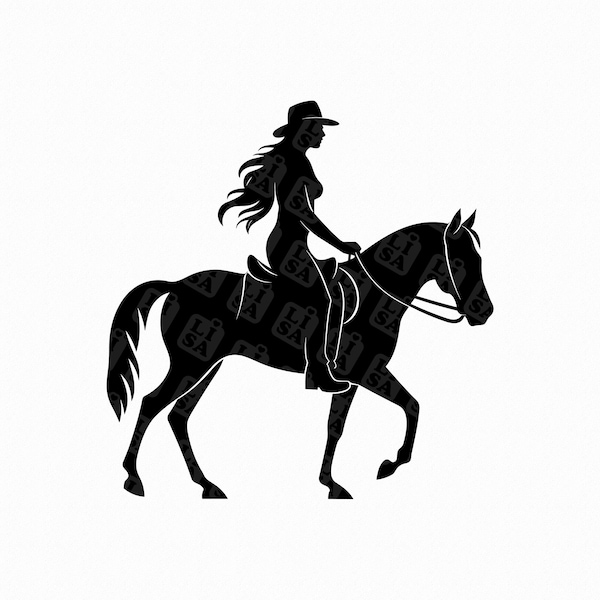 Western cowgirl svg dxf png vector - cowgirl riding svg - horse riding - cowgirl horse svg - country girl silhouette - western silhouette