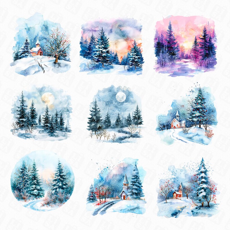 33 Watercolor Winter Wonderland Background - Winter Landscape Printable ...