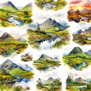Scottish Highlands Png Clipart - Scotland Nature Clipart and Art - Parfait pour l’artisanat et les designs écossais