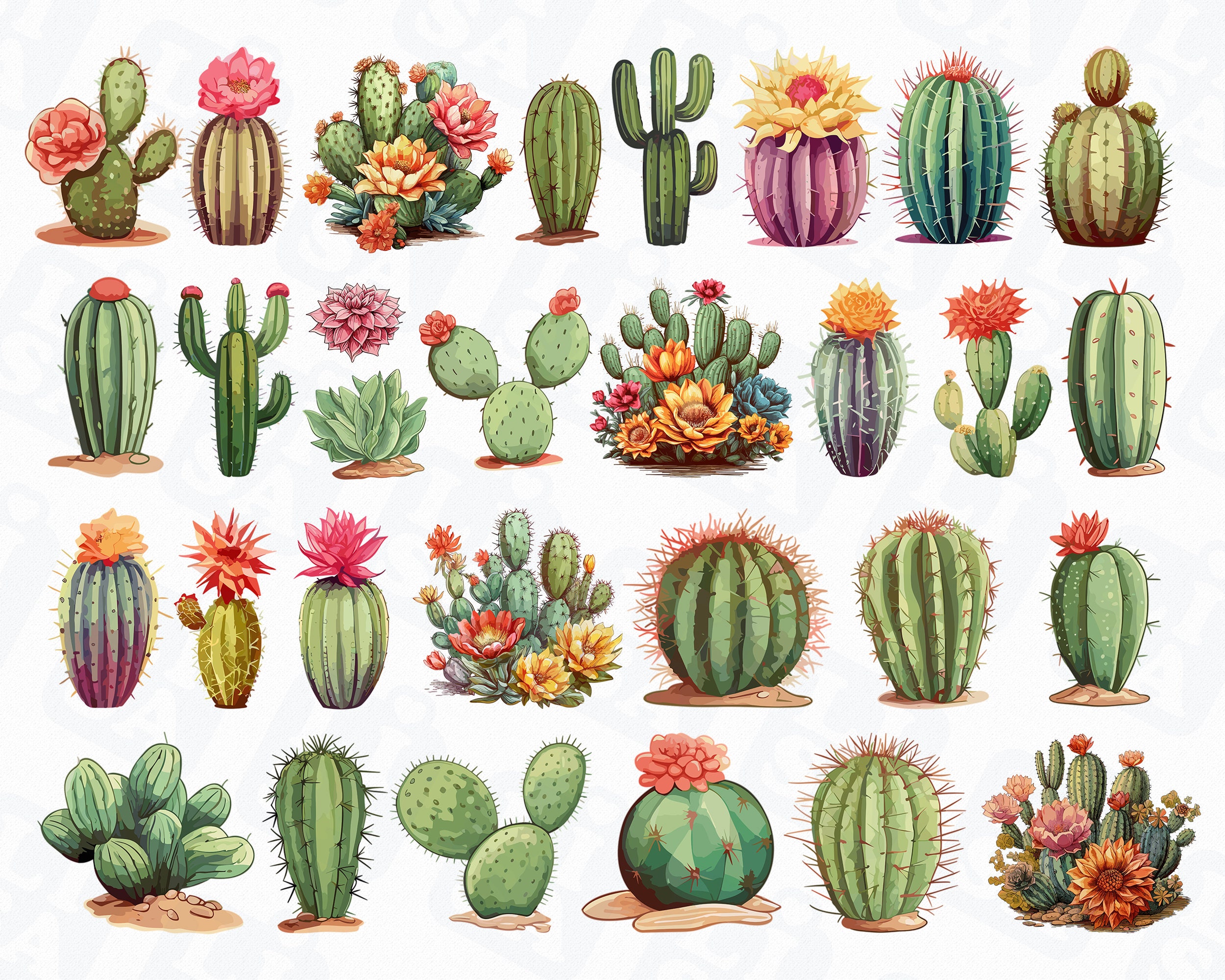 30 Watercolor Cactus Png. Watercolor Succulent Clipart. Sublimation Cactus Png. Instant Download Scrapbooking. Digital Download.