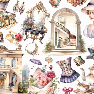 41 Watercolor Jane Austen png craft making clipart - scrapbook clipart with transparent background for commercial use instant download