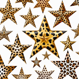 Leopard Star PNG Clipart, Trendy Leopard Print Design, Leopard PNG avec Western Star - Téléchargement numérique