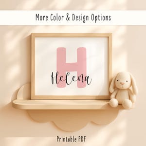 Custom Initial Name Print PDF - Personalized Baby Wall Art, Nursery Decor Printable