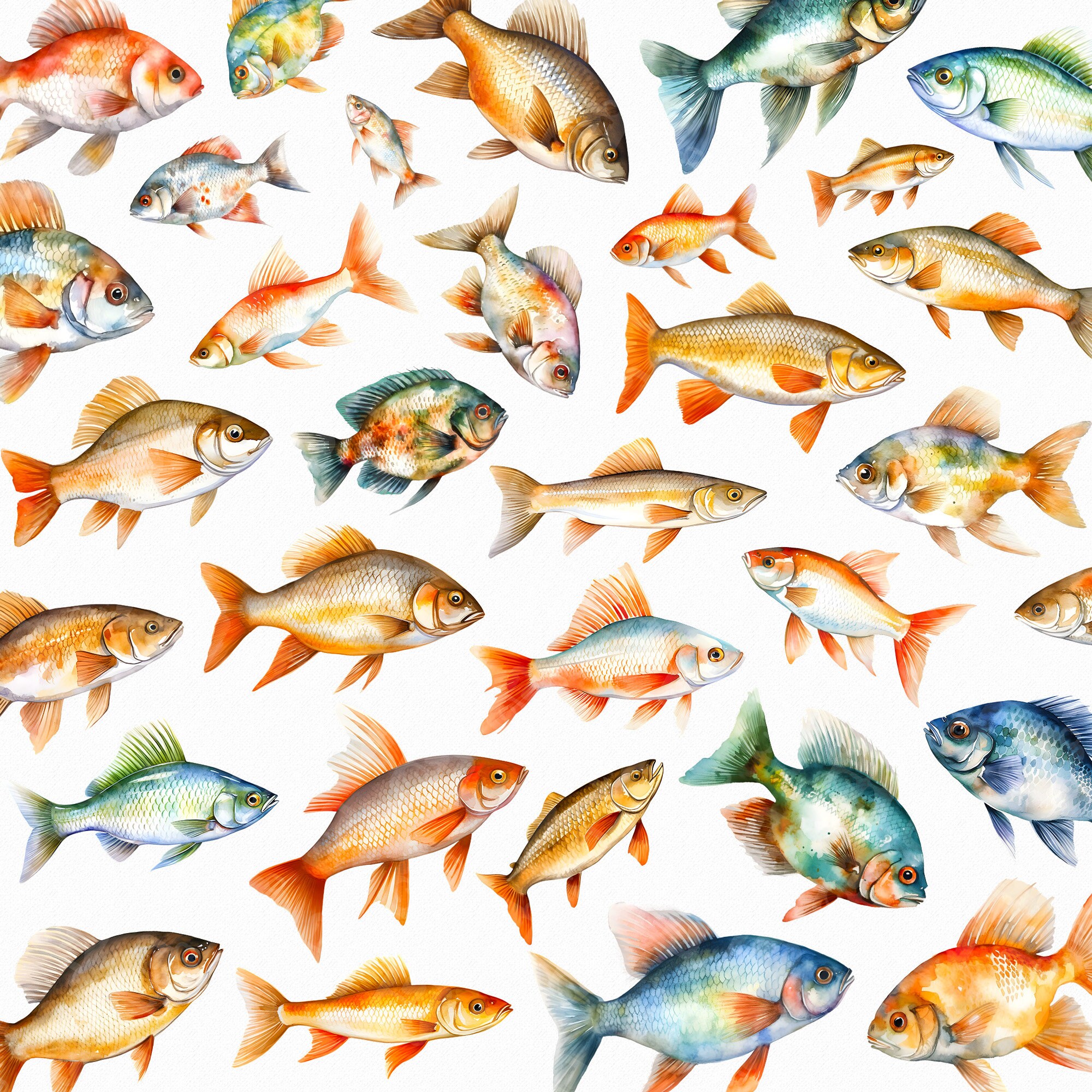 Watercolor Freshwater Fish Png Fishing Png Fish - Etsy
