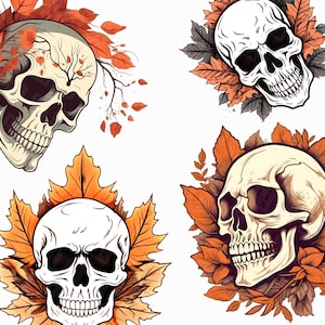 6 Teschio d'autunno png - pacchetto autunno halloween con sfondo trasparente per uso commerciale