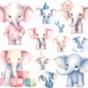 Elefante bebé rosa y azul png - elefante de guardería, imágenes de elefante de guardería bebé, revelación de género png, niño o niña