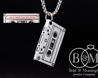 PERSONALIZED Cassette Tape Retro Pendant Necklace