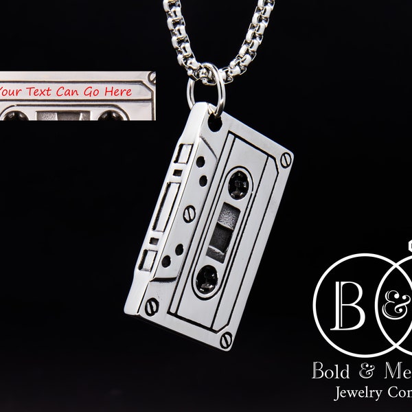 PERSONALIZED Cassette Tape Retro Pendant Necklace