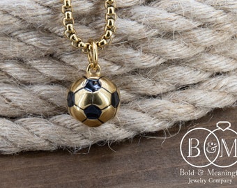 Soccer Ball Solid Stainless Steel Pendant Necklace
